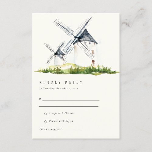 Cute Rustic Farm Windmill Theme Wedding RSVP Enclosure Card