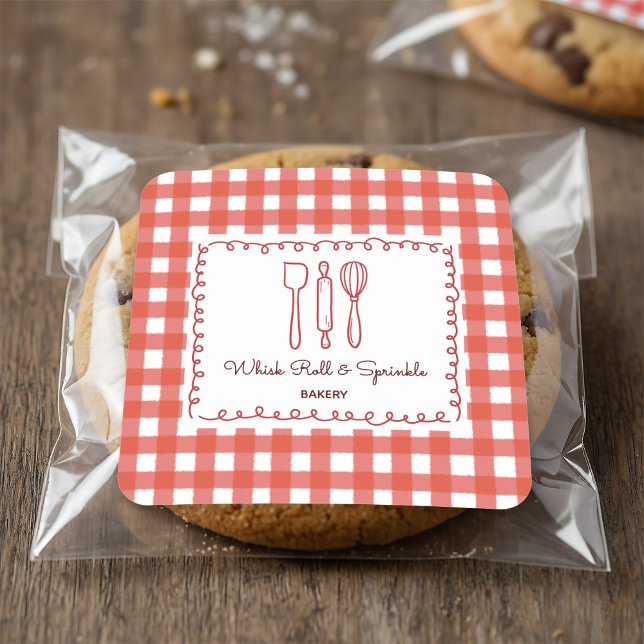 Cute Rustic Farmhouse Gingham Bakery Labels (Creator Uploaded)