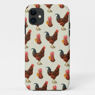 Cute Rustic Farmhouse Watercolor Rooster Chicken iPhone 11 Case