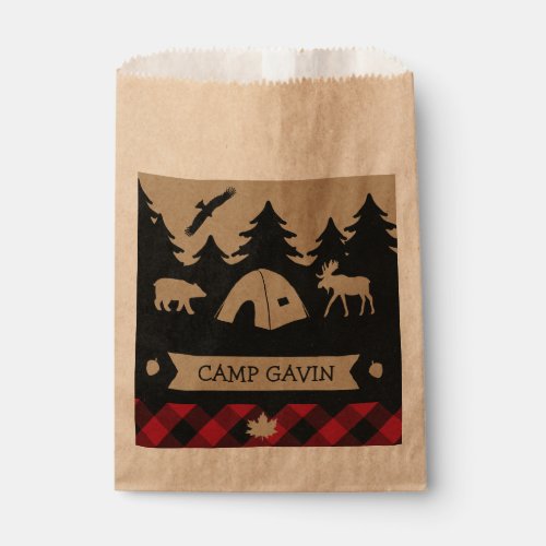 Cute Rustic Flannel Camping Birthday Party  Favor Bag