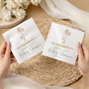 Cute Rustic Floral Bunny Baby Shower Napkins