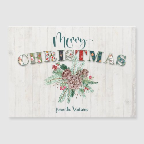 Cute Rustic Floral Merry Christmas Typography