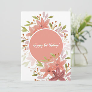 Cute Rustic Floral Terracotta Blush Card