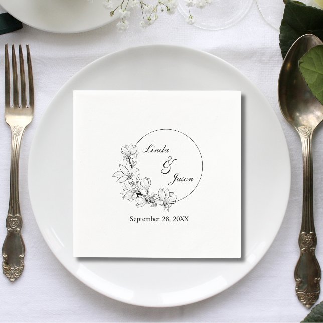 Cute Rustic Floral Wreath Personalized Wedding Napkins (Creator Uploaded)