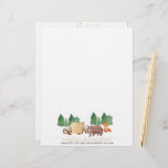Cute Rustic Forest Woodland Animal  Letterhead<br><div class="desc">Animal lovers will enjoy this cute letterhead with a rustic forest theme. This letterhead features pine trees in the background and a little tent with a fox,  a squirrel,  and a bear. Personalize with your first and last name,  along with your address.</div>