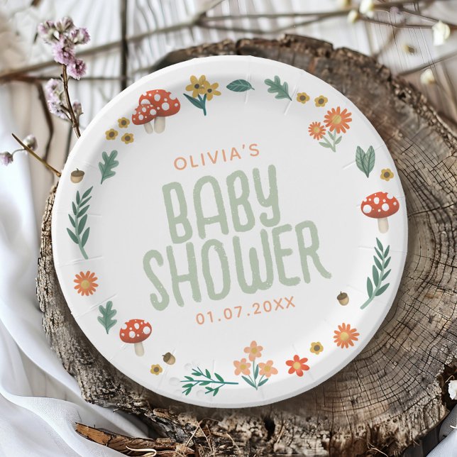 Cute & Rustic Forest Woodland Nature Baby Shower Paper Plates (Creator Uploaded)