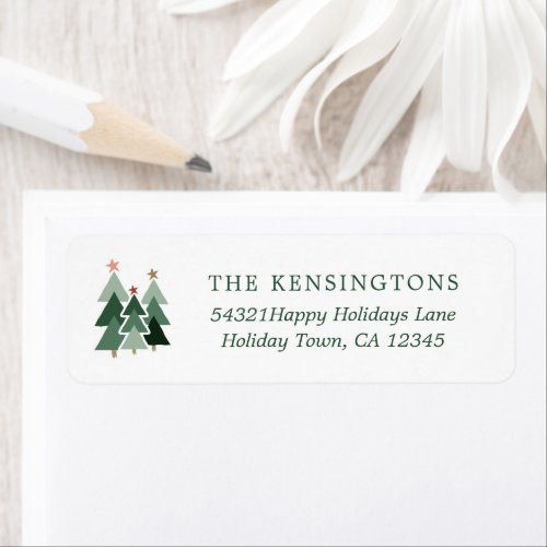Cute Rustic Green Merry Christmas Trees Label