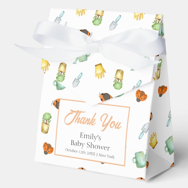 Cute Rustic Greenery Ladybug Garden Baby Shower  Favor Boxes (Front)