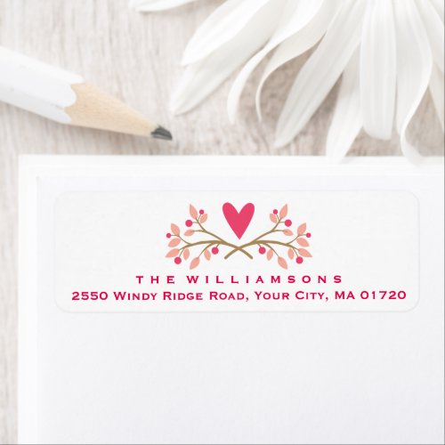 Cute Rustic Heart and Floral Berries Personalized Label