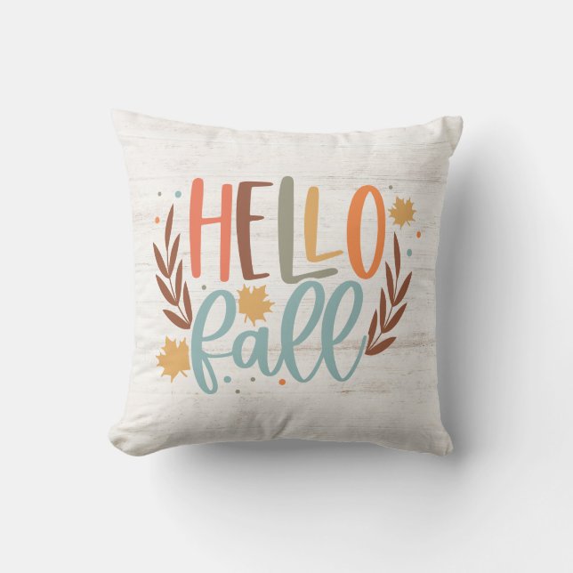 Cute Rustic Hello Fall  Throw Pillow (Front)