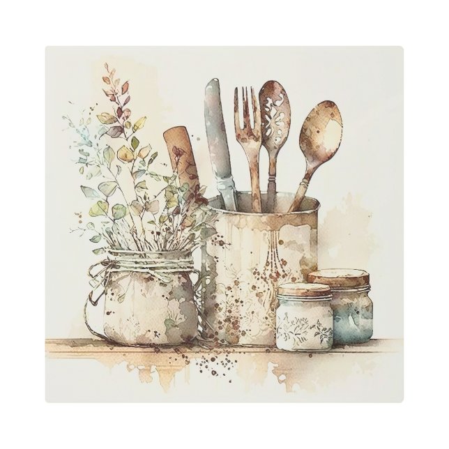 cute Rustic kitchen Farmhouse  Metal Print (Front)