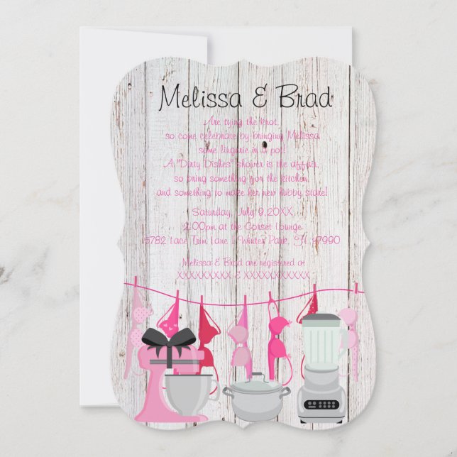 Cute Rustic Kitchen Lingerie Bridal Shower Invite (Front)