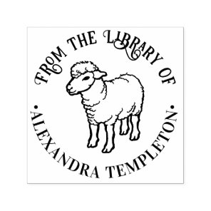 Cute Rustic Lamb Sheep Ewe Library Book Name Self-inking Stamp