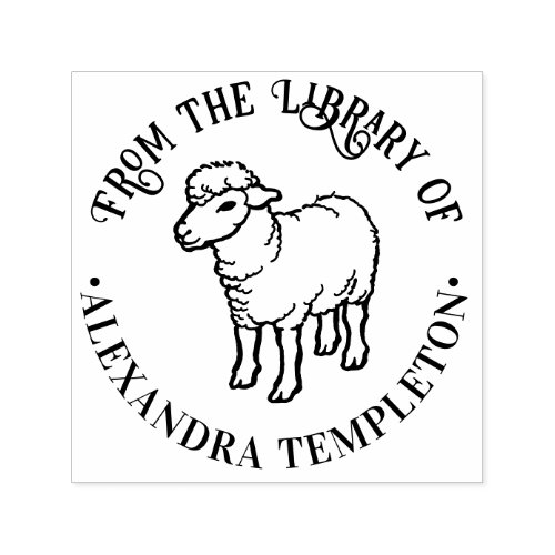 Cute Rustic Lamb Sheep Ewe Library Book Name Self_inking Stamp