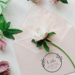 Cute Rustic Laurel Foliage Circular Return Address Rubber Stamp