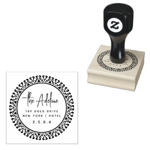 Cute Rustic Laurel Foliage Circular Return Address Rubber Stamp