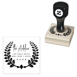 Cute Rustic Laurel Foliage Circular Return Address Rubber Stamp