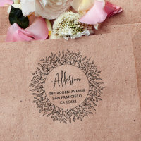 Cute Rustic Laurel Foliage Circular Return Address