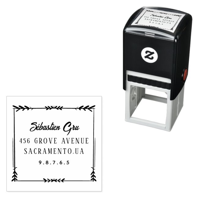 Cute Rustic Laurel Foliage Circular Self-inking Stamp (In Situ)