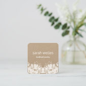Cute Rustic Leaves Creative Designer Kraft Square Square Business Card (Standing Front)