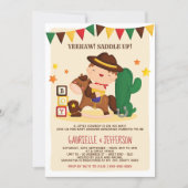 Cute Rustic Little Cowboy Baby Shower Theme Invitation (Front)