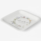Cute Rustic Meadow Floral Wreath Bridal Shower Paper Plates (Angled)