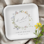 Cute Rustic Meadow Floral Wreath Bridal Shower Paper Plates<br><div class="desc">If you need any further customisation please feel free to message me on yellowfebstudio@gmail.com.</div>