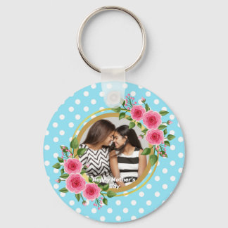 Cute Rustic Meadow Floral Wreath Photo Mothers day Keychain