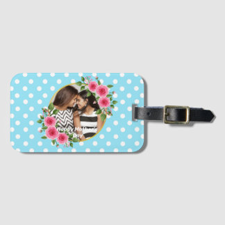 Cute Rustic Meadow Floral Wreath Photo Mothers day Luggage Tag