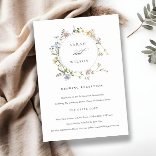 Cute Rustic Meadow Floral Wreath Wedding Reception Enclosure Card