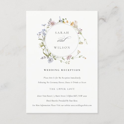 Cute Rustic Meadow Floral Wreath Wedding Reception Enclosure Card