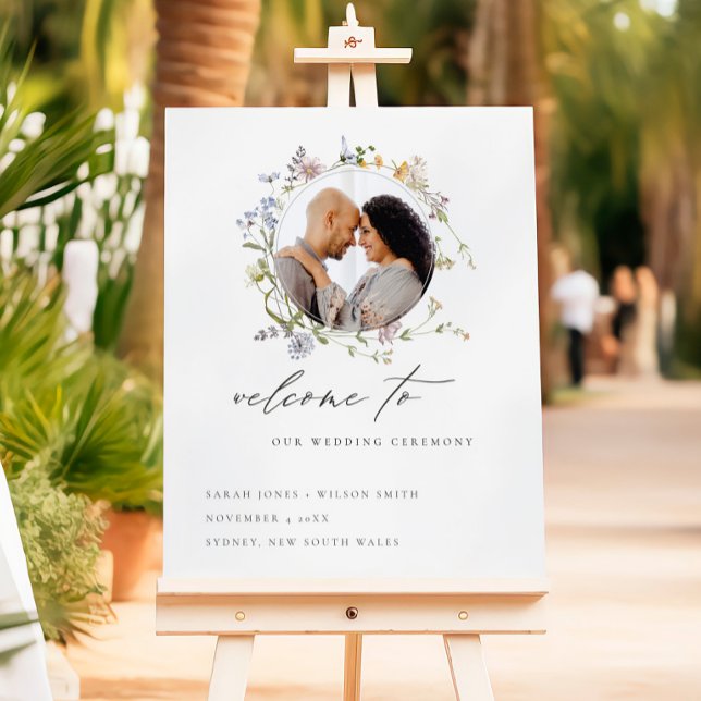  Cute Rustic Meadow Floral Wreath Wedding Welcome Foam Board (Creator Uploaded)