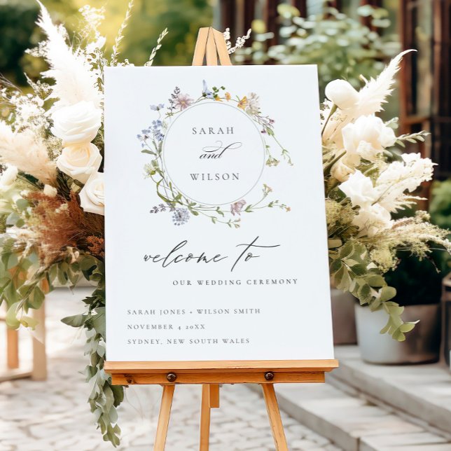  Cute Rustic Meadow Floral Wreath Wedding Welcome Foam Board (Creator Uploaded)