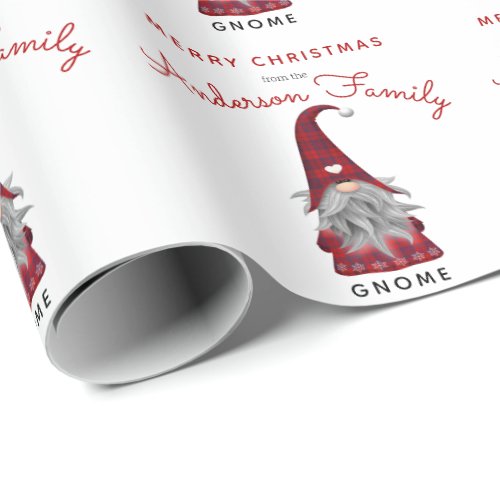 Cute Rustic Merry Christmas Family Gnome Home Wrap Wrapping Paper
