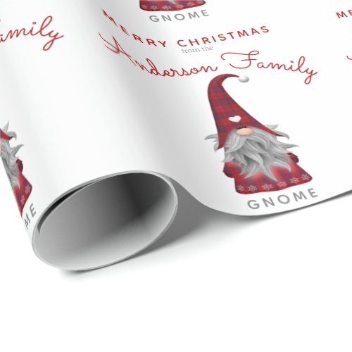 Cute Rustic Merry Christmas Family Gnome Home Wrap Wrapping Paper