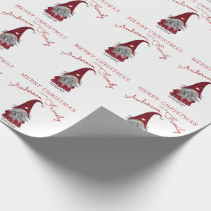 Cute Rustic Merry Christmas Family Gnome Home Wrapping Paper