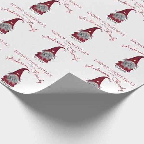 Cute Rustic Merry Christmas Family Gnome Home Wrapping Paper