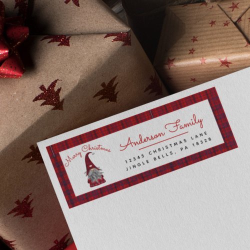 Cute Rustic Merry Christmas Gnome Return Address L Label