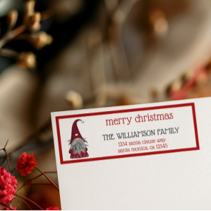 Cute Rustic Merry Christmas Gnome Return Address Label