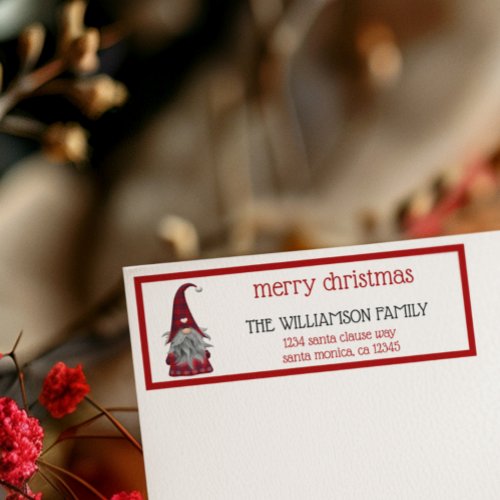 Cute Rustic Merry Christmas Gnome Return Address Label