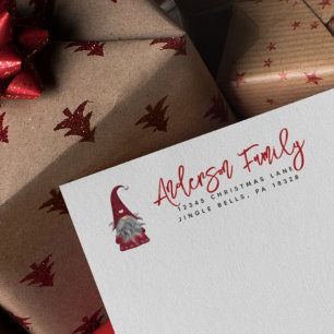 Cute Rustic Merry Christmas Gnome Return Address Label