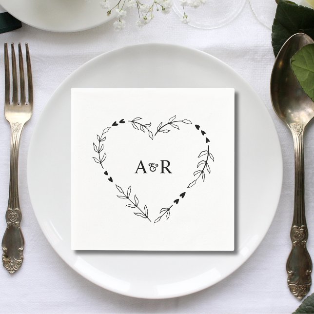 Cute Rustic Minimal Greenery Wedding Paper Napkins (Creator Uploaded)