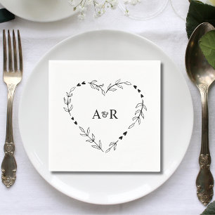 Cute Rustic Minimal Greenery Wedding Paper Napkins