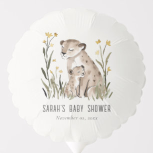 Cute Rustic Mum and Baby Tiger Foliage Baby Shower Balloon