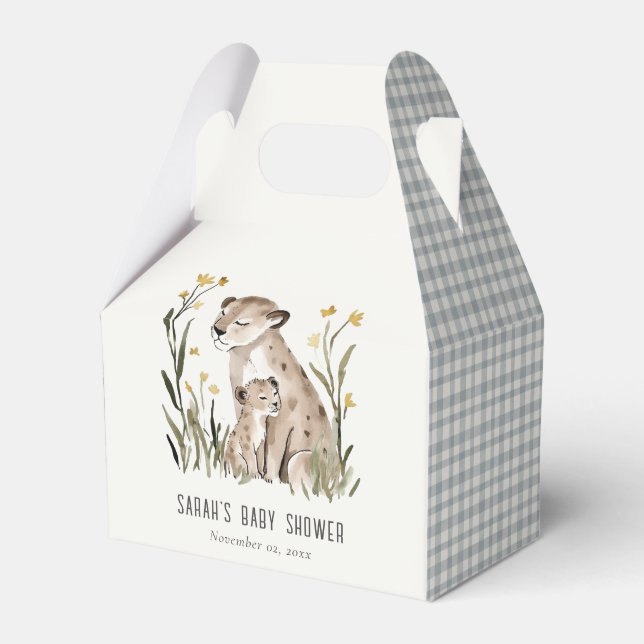 Cute Rustic Mum and Baby Tiger Foliage Baby Shower Favor Boxes (Front Side)