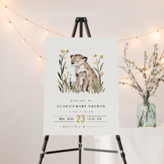 Cute Rustic Mum and Baby Tiger Foliage Baby Shower Foam Board