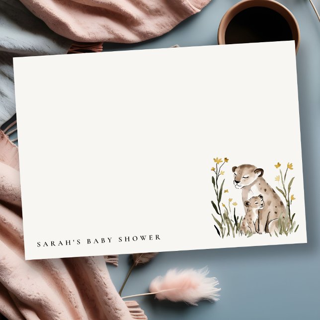 Cute Rustic Mum and Baby Tiger Foliage Baby Shower Note Card (Creator Uploaded)