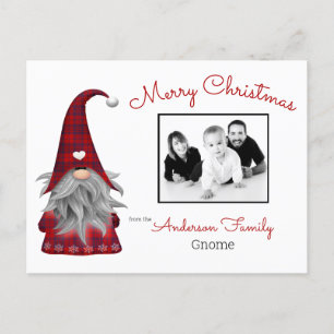 Cute Rustic Personalized Christmas Gnome Elf Holiday Postcard