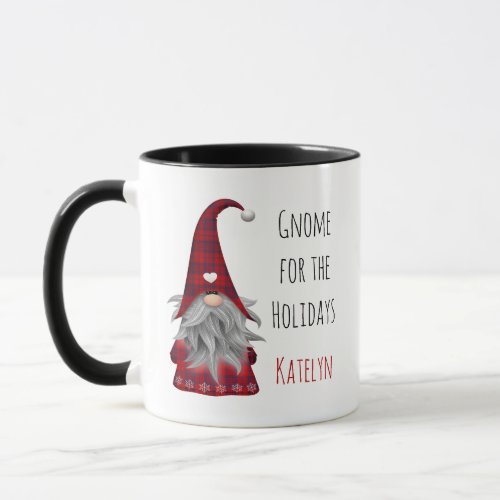 Cute Rustic Personalized Christmas Gnome Elf Mug