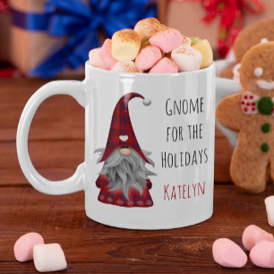 Cute Rustic Personalized Christmas Gnome Elf Mug